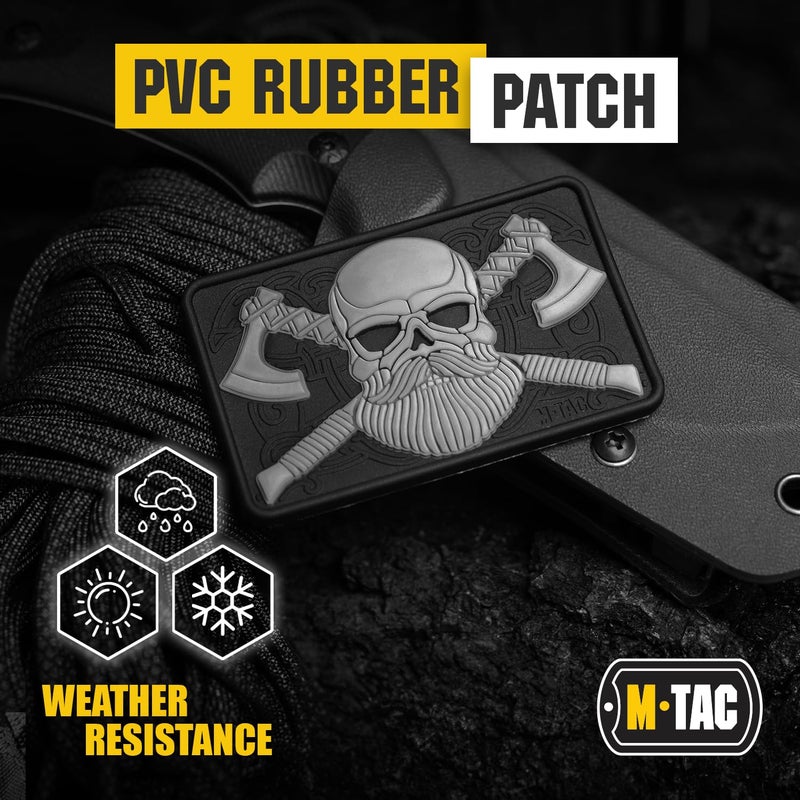 M-Tac Tactical Beard Skull Patch - Military Morale Patch for Gear, Jackets, Backpacks, and Hats - Hook Fasteners for Clothes and Tactical Equipment (Black/Grey) - Image 5